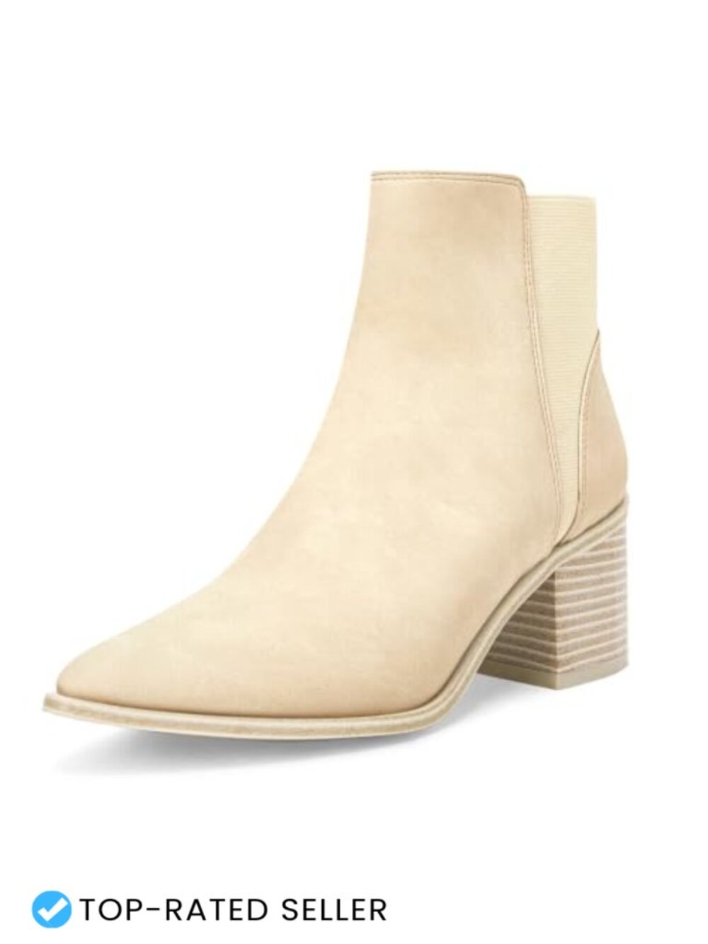 Pointed Toe Chunky Block Heel Slip On Ankle Booties Faux Leather